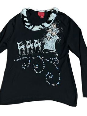 Jack B Quick ~ X-Large ~ Black & Silver ~ Embroidery ~ Santa Sleigh ~ Sweater
